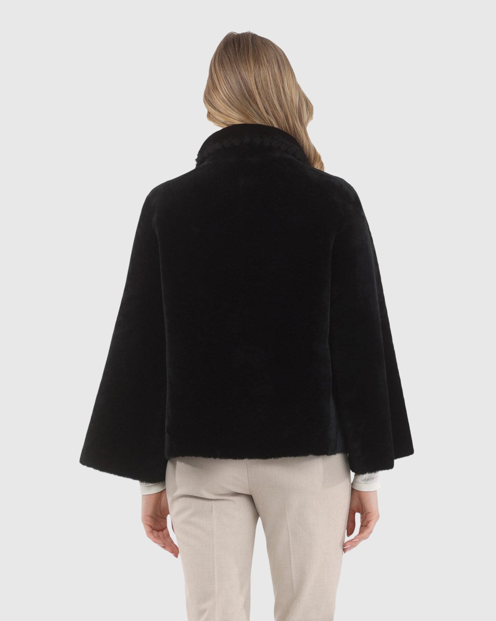 Reversible Select Shearling Jacket With Embroiderd Trim | Black/Black