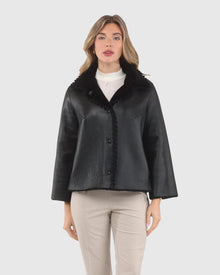 Reversible Select Shearling Jacket With Embroiderd Trim | Black/Black