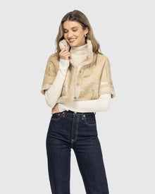 Reversible Select Shearling Lamb Bolero With Cropped Sleeves | Palomino/Lprd Intarsia
