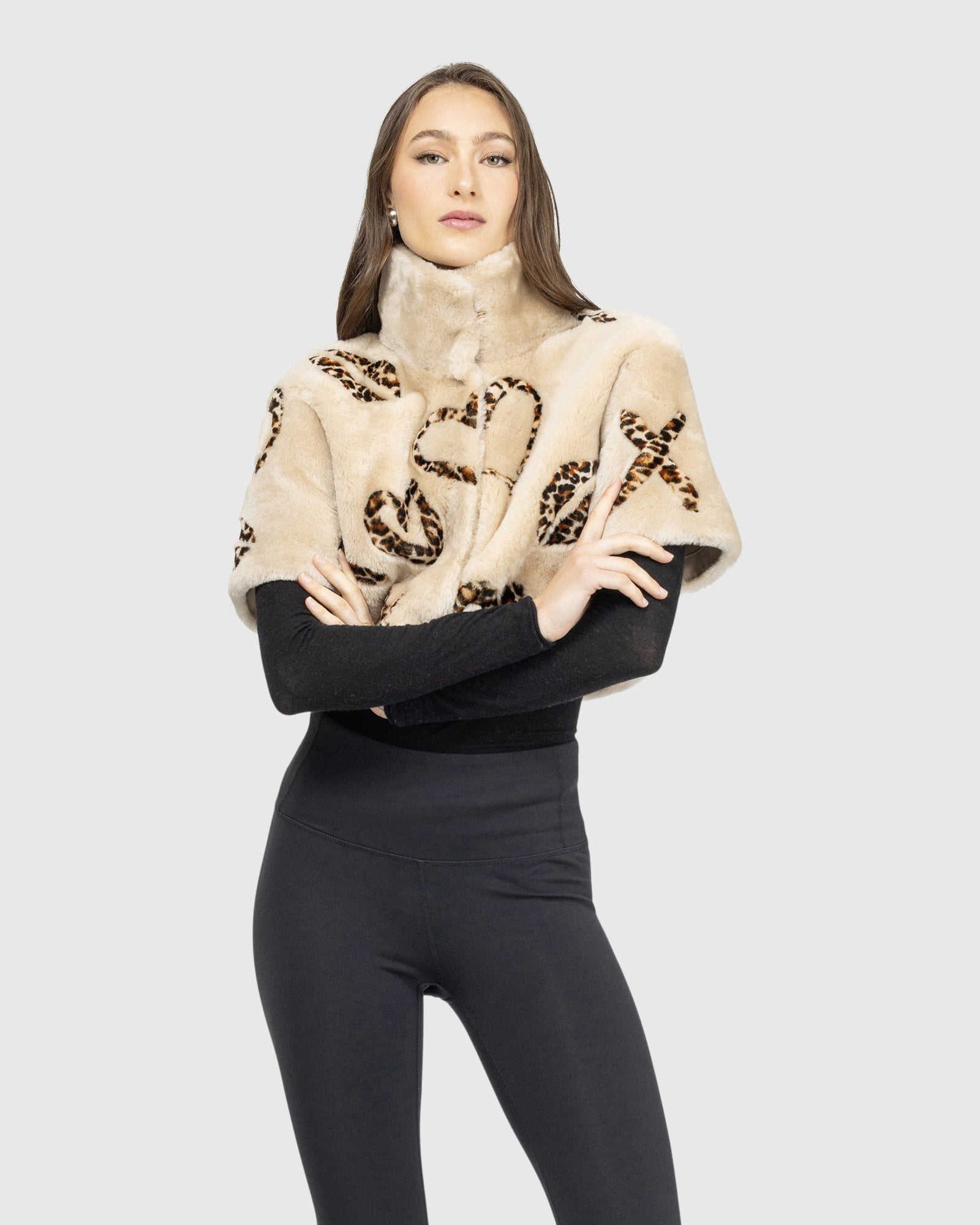 Reversible Select Shearling Lamb Bolero With Cropped Sleeves | Palomino/Xo Lprd