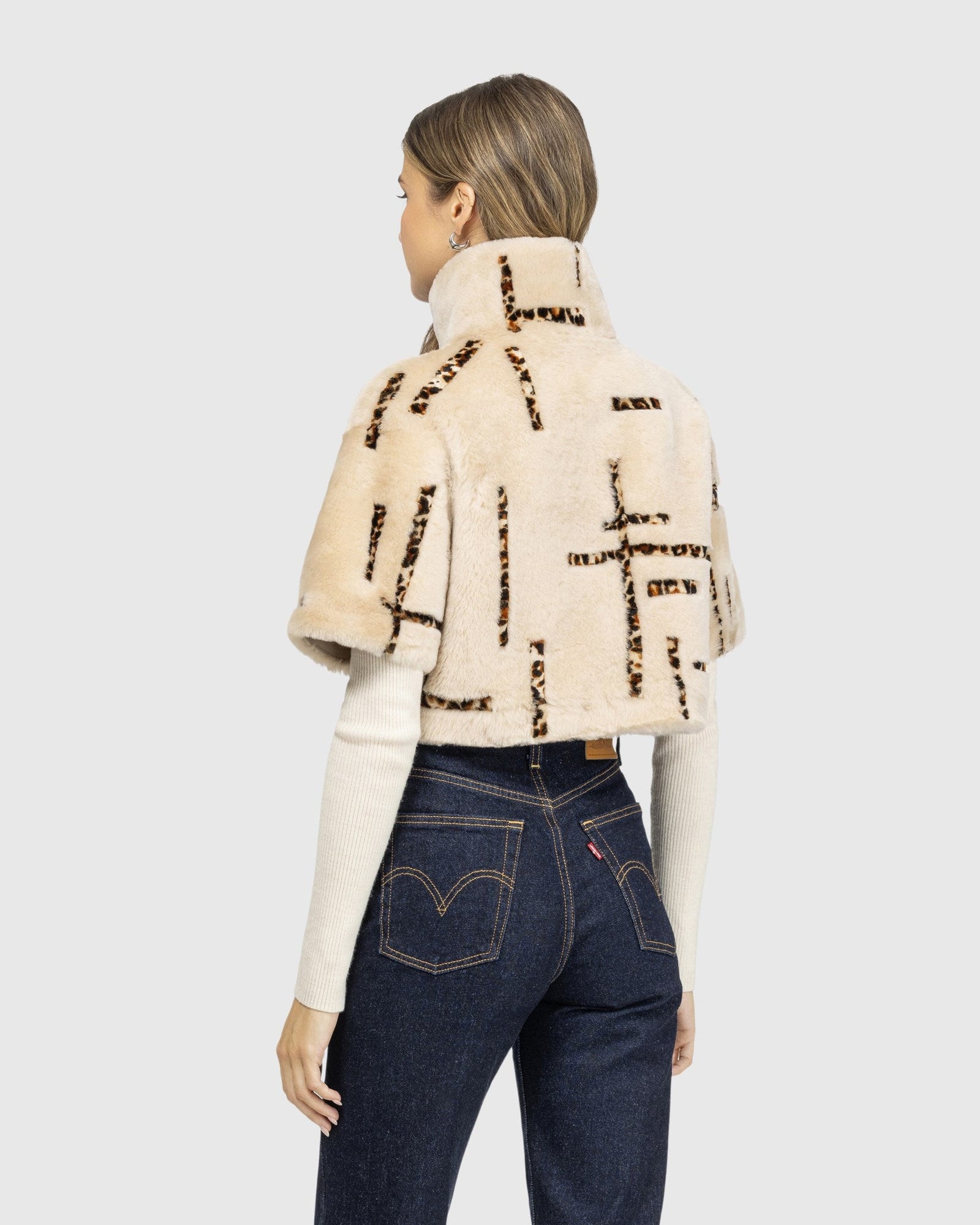 Reversible Select Shearling Lamb Bolero With Cropped Sleeves | Palomino/Lprd Intarsia