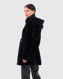 Reversible Select Shearling Lamb Hooded Stroller | Black/Black