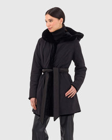 Reversible Select Shearling Lamb Hooded Stroller | Black/Black