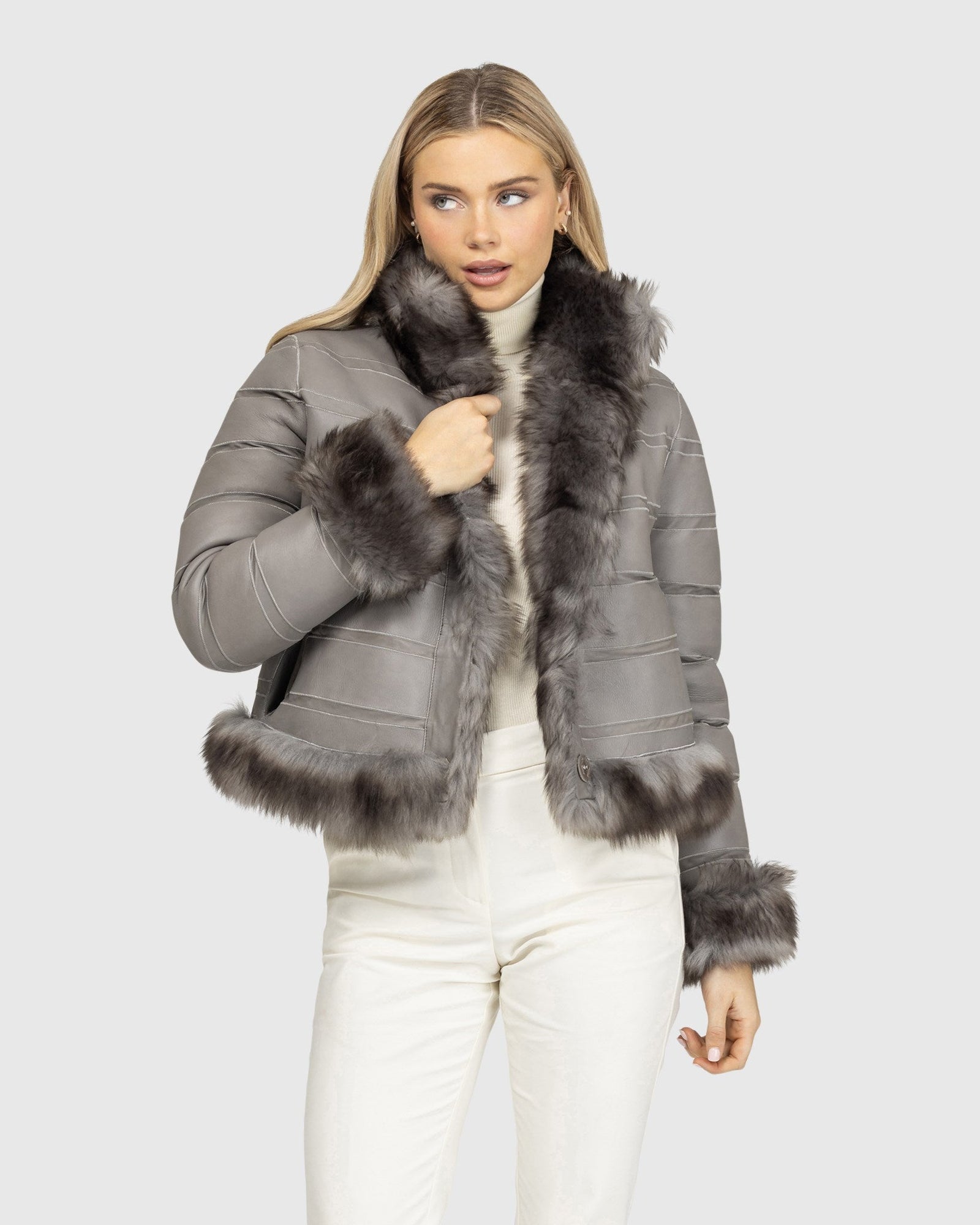 Reversible Select Shearling Lamb Jacket | Chocolate Tipped