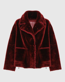 Reversible Select Shearling Lamb Jacket With Embroidered Trim | Wine/Wine