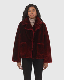 Reversible Select Shearling Lamb Jacket With Embroidered Trim | Wine/Wine