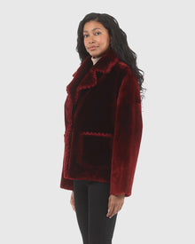 Reversible Select Shearling Lamb Jacket With Embroidered Trim | Wine/Wine