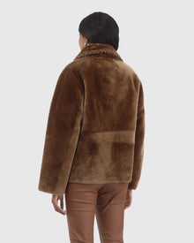 Reversible Select Shearling Lamb Jacket With Embroidered Trim | Camel/Camel