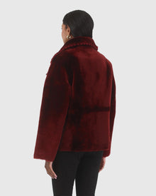 Reversible Select Shearling Lamb Jacket With Embroidered Trim | Wine/Wine