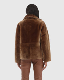 Reversible Select Shearling Lamb Jacket With Embroidered Trim | Camel/Camel