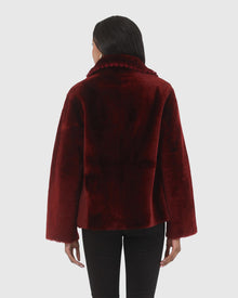 Reversible Select Shearling Lamb Jacket With Embroidered Trim | Wine/Wine