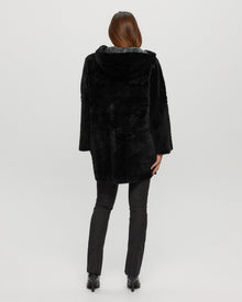 Reversible Select Shearling Lamb Parka With Grooved Pattern | Women | Black