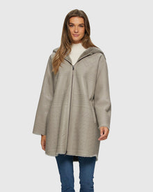 Reversible Select Shearling Lamb Parka With Grooved Pattern | Light Gray