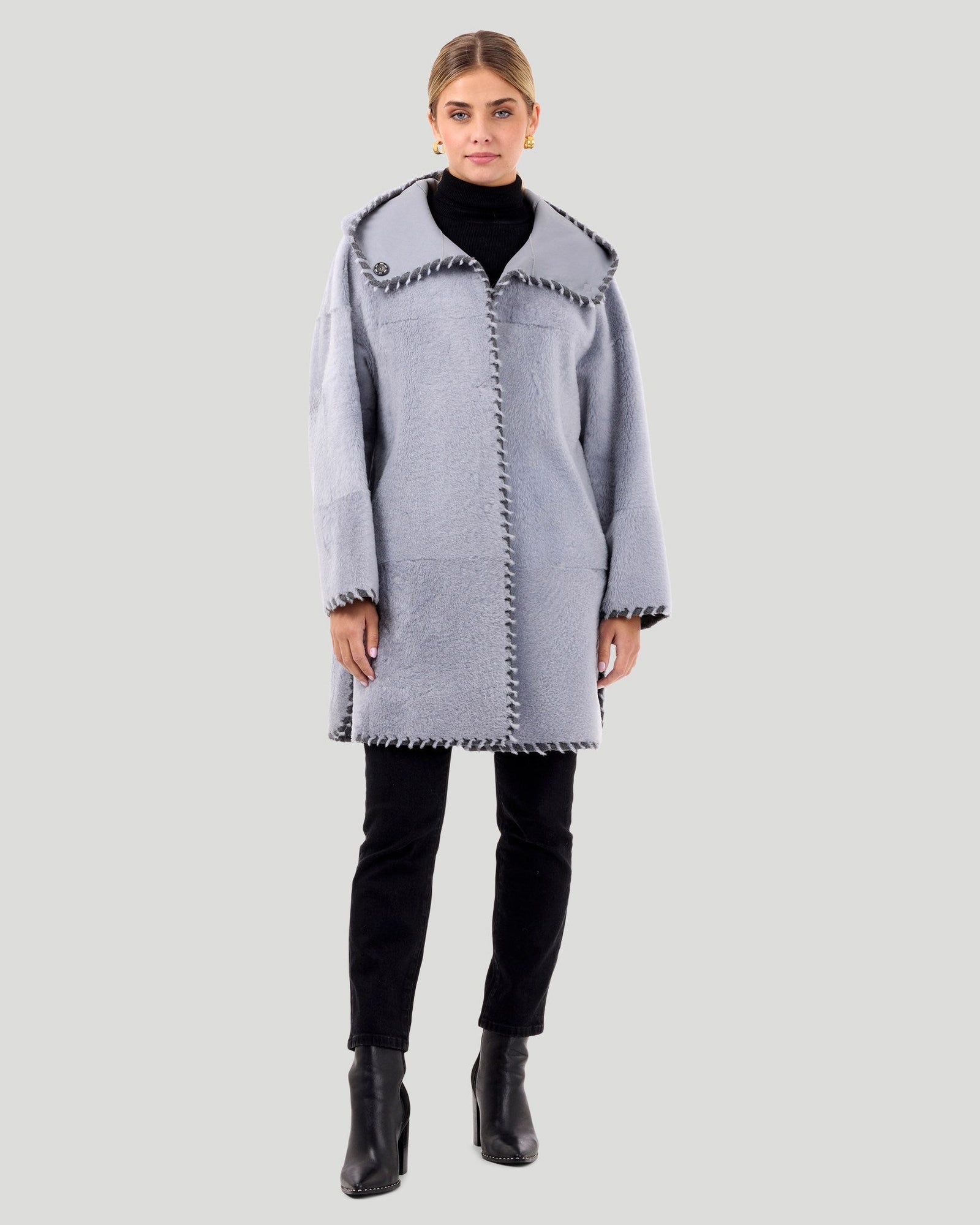 Reversible Select Shearling Lamb Parka With Wool And Cashmere Detailing | Women | Periwinkle x Periwinkle