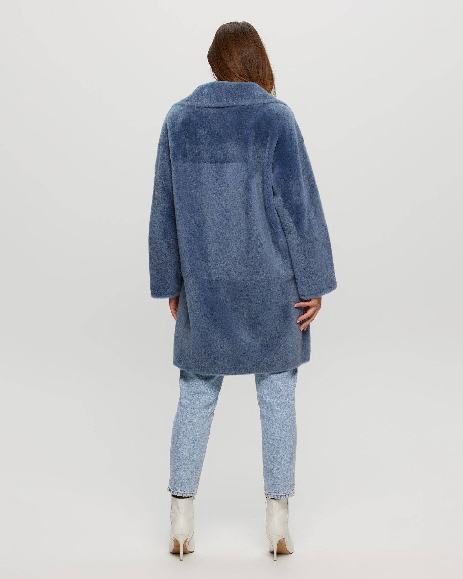 Reversible Select Shearling Lamb Short Coat | Women | Blue x Blue