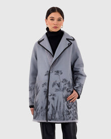 Reversible Select Shearling Lamb Stroller With Floral Embroidery | Periwinkle/Black Floral