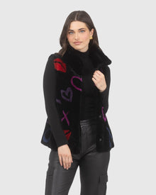 Reversible Select Shearling Lamb Vest | Black/Xo Multi