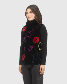 Reversible Select Shearling Lamb Vest | Black/Xo Multi