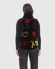 Reversible Select Shearling Lamb Vest | Black/Xo Multi