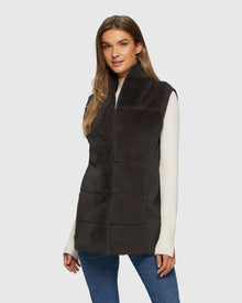 Reversible Select Shearling Lamb Vest with Cashmere & Wool Back and Belt | Black