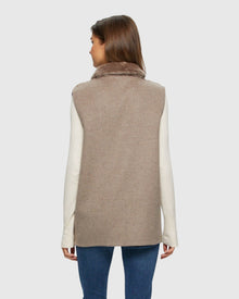 Reversible Select Shearling Lamb Vest with Cashmere & Wool Back and Belt | Taupe