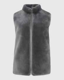 Reversible Select Shearling Lamb Vest With Loro Piana Cashmere & Wool Quilted Down Back | Gray/Gray