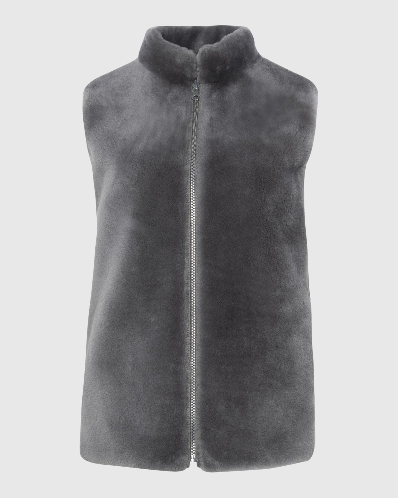 Reversible Select Shearling Lamb Vest With Loro Piana Cashmere & Wool Quilted Down Back | Gray/Gray