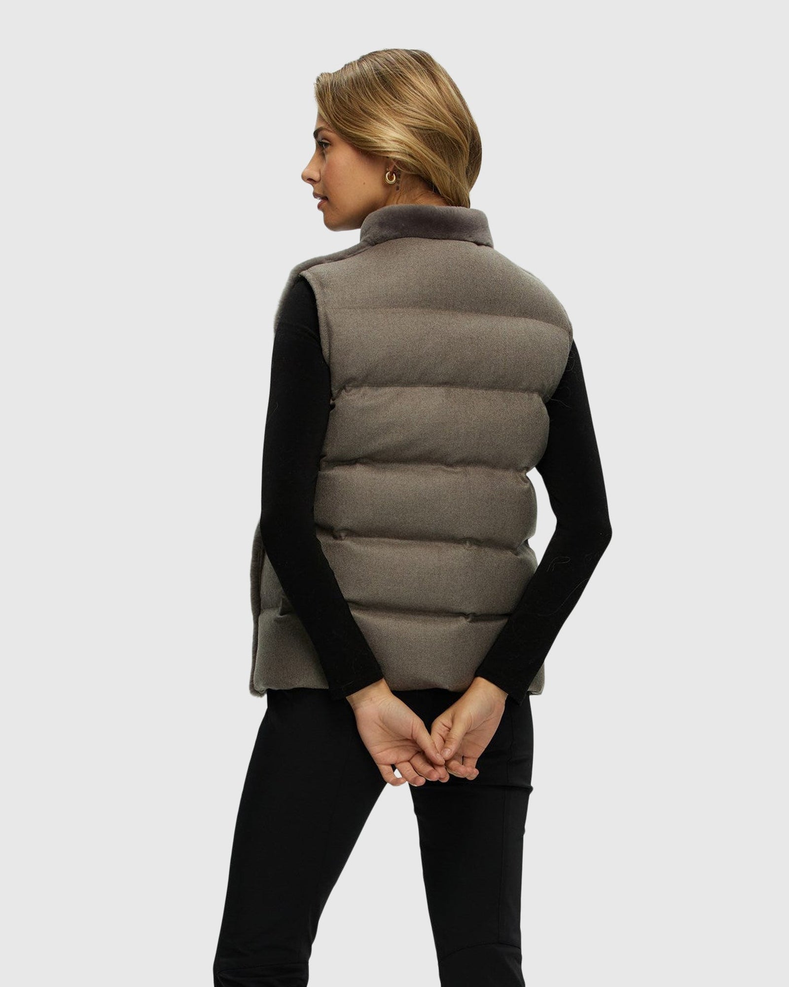 Reversible Select Shearling Lamb Vest With Loro Piana Cashmere & Wool Quilted Down Back | Gray/Gray