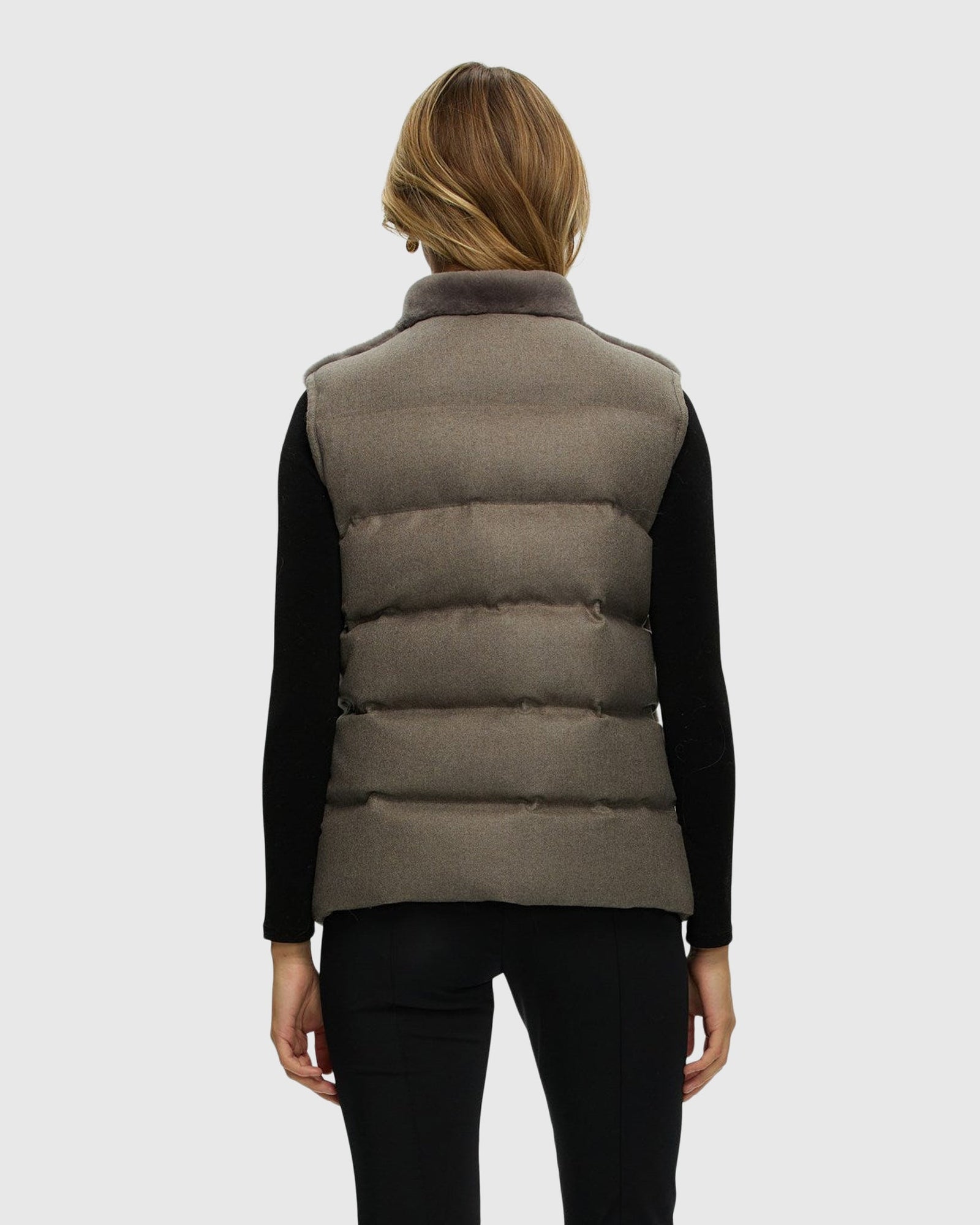 Reversible Select Shearling Lamb Vest With Loro Piana Cashmere & Wool Quilted Down Back | Gray/Gray