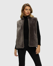Reversible Select Shearling Lamb Vest With Loro Piana Cashmere & Wool Quilted Down Back | Gray/Gray