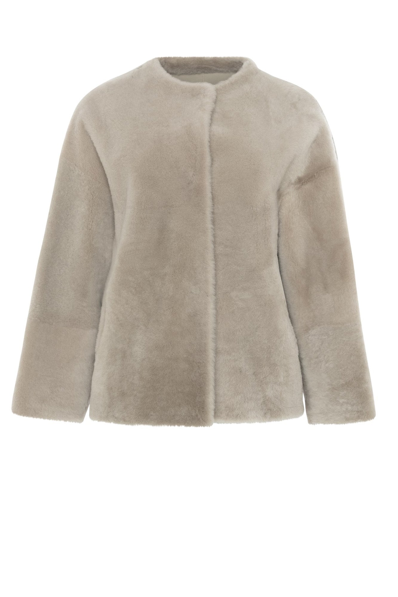 Reversible Shearling Lamb Collarless Jacket | Women | Beige