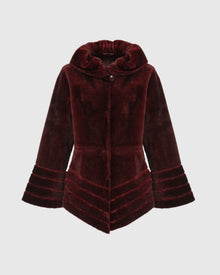 Reversible Shearling Lamb Jacket | Burgundy Tipped