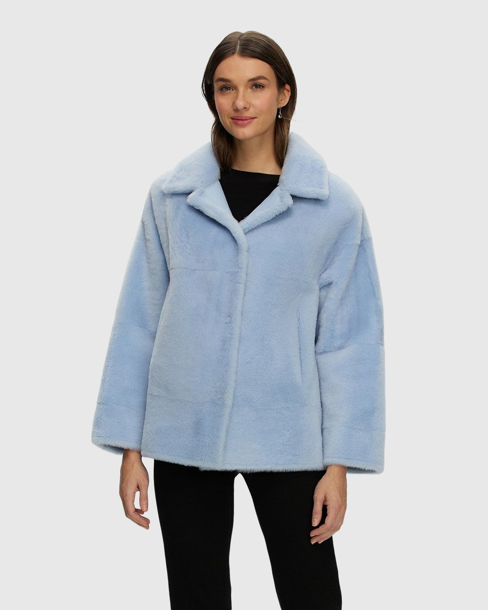 Reversible Shearling Lamb Jacket | Light Blue