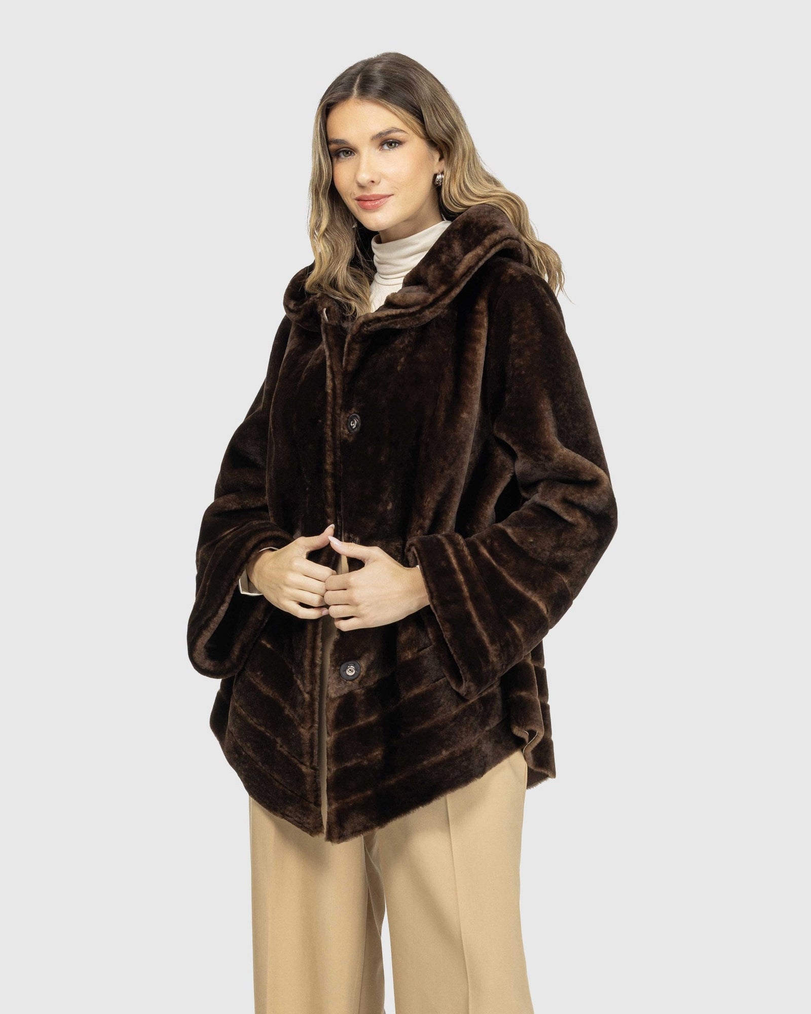 Reversible Shearling Lamb Jacket | Mahogany Tipped