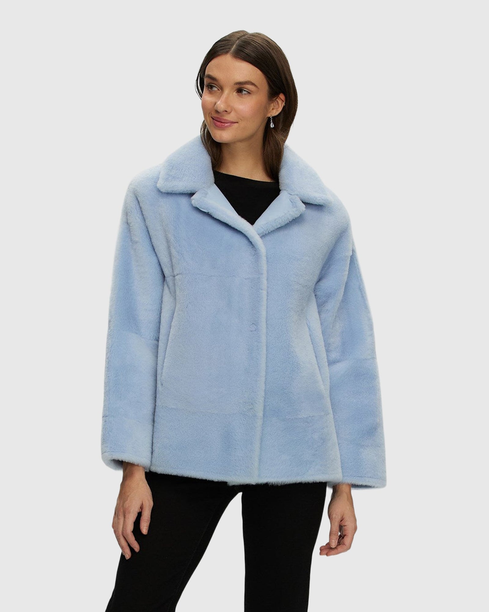 Reversible Shearling Lamb Jacket | Light Blue