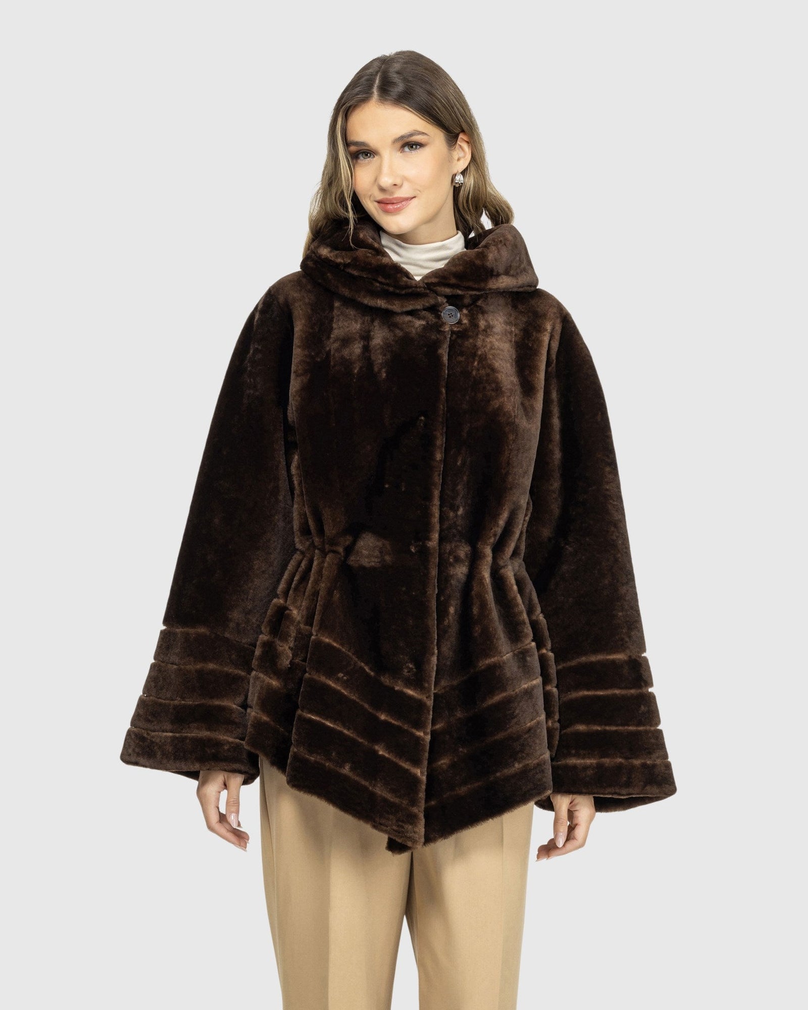 Reversible Shearling Lamb Jacket | Mahogany Tipped