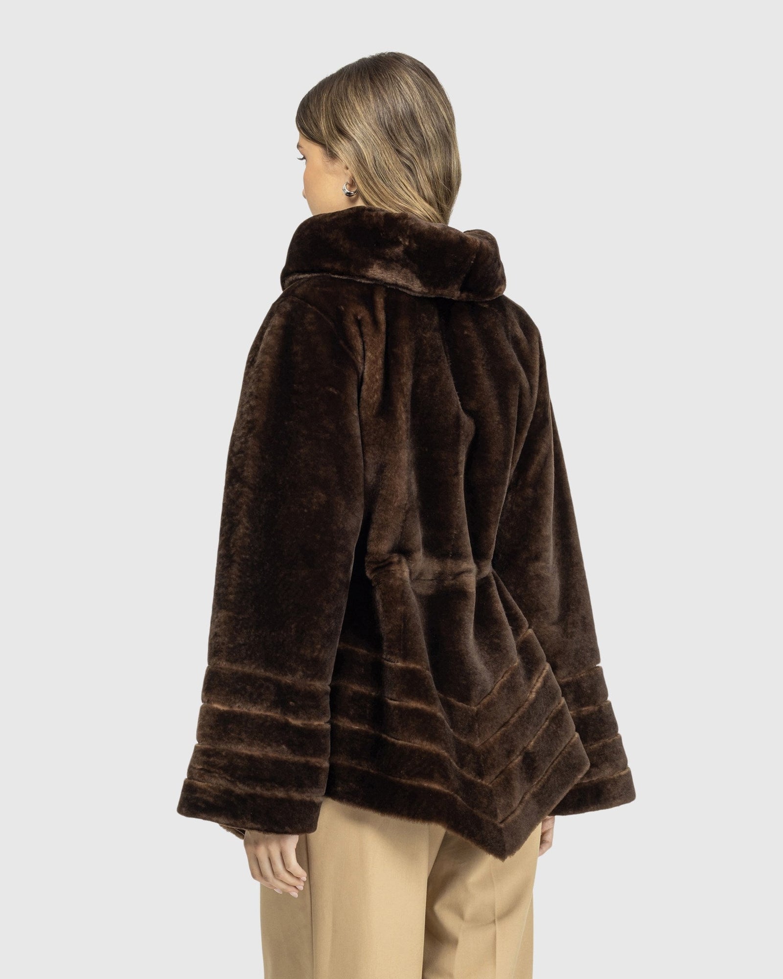 Reversible Shearling Lamb Jacket | Mahogany Tipped