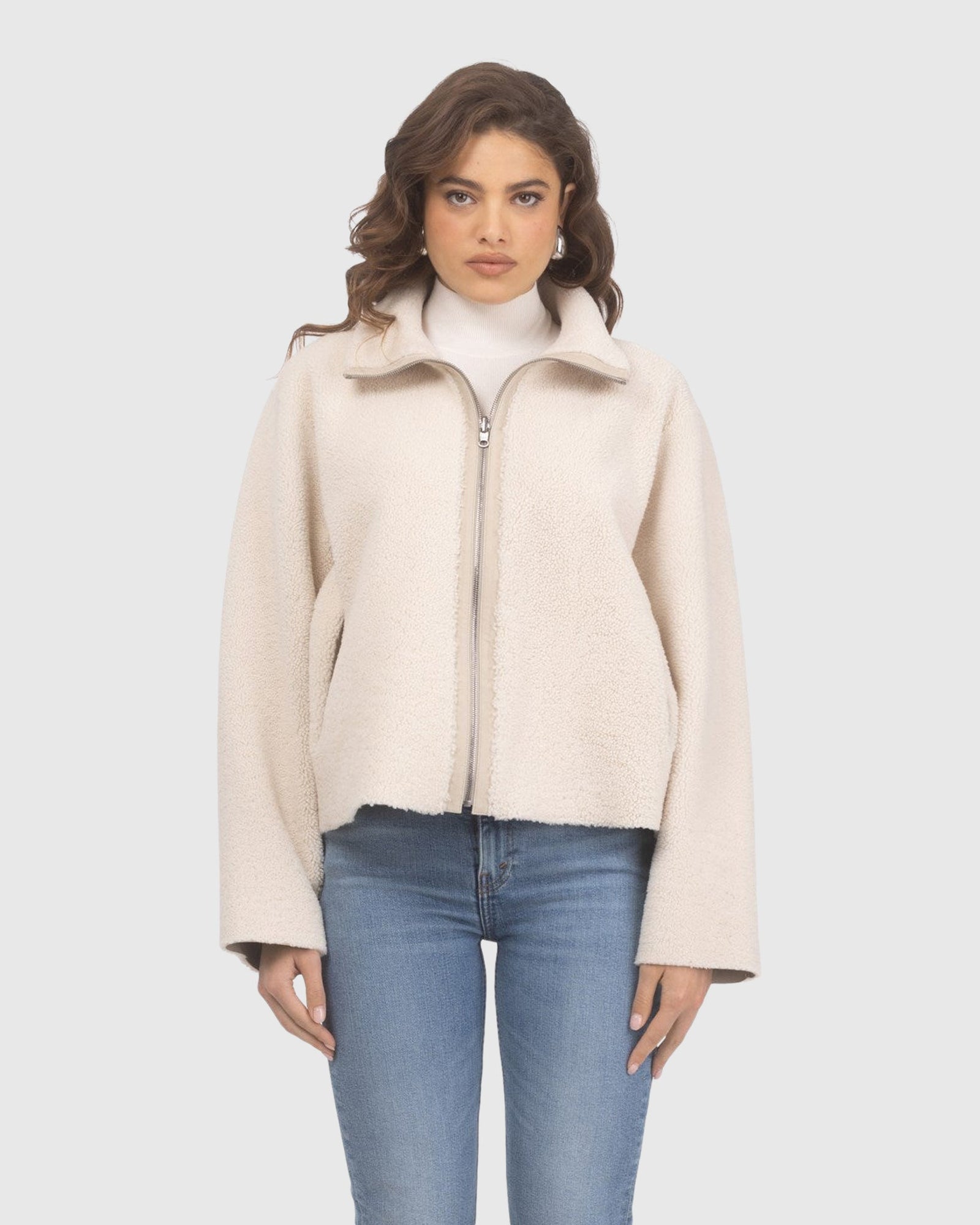 Reversible Shearling Lamb Jacket | Beige/Beige