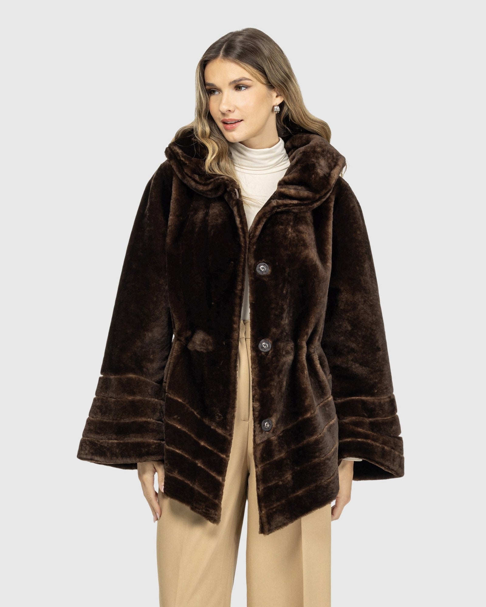 Reversible Shearling Lamb Jacket | Mahogany Tipped