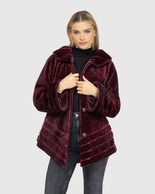Reversible Shearling Lamb Jacket | Burgundy Tipped