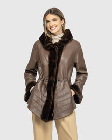 Reversible Shearling Lamb Jacket | Mahogany Tipped