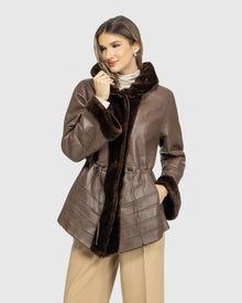 Reversible Shearling Lamb Jacket | Mahogany Tipped