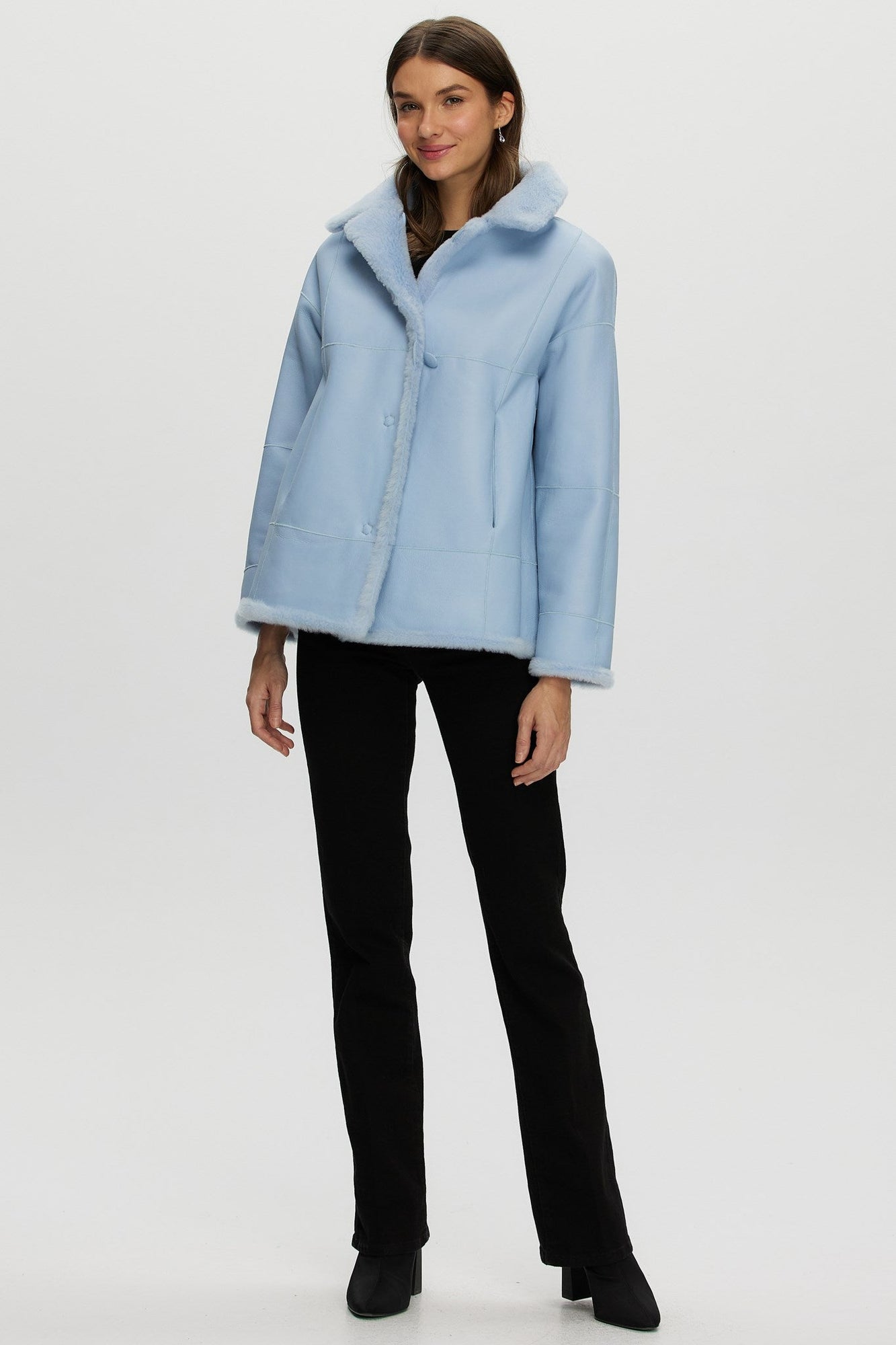 Reversible Shearling Lamb Jacket | Women | Light Blue