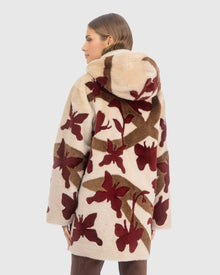 Reversible Shearling Lamb Parka With Butterfly Intarsia | Palomino/Wine/Chestnut