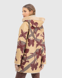 Reversible Shearling Lamb Parka With Butterfly Intarsia | Palomino/Wine/Chestnut