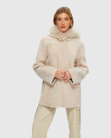 Reversible Shearling Lamb Parka With Select Cashmere Goat Hood Trim | Cream/Cream
