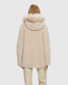 Reversible Shearling Lamb Parka With Select Cashmere Goat Hood Trim | Cream/Cream