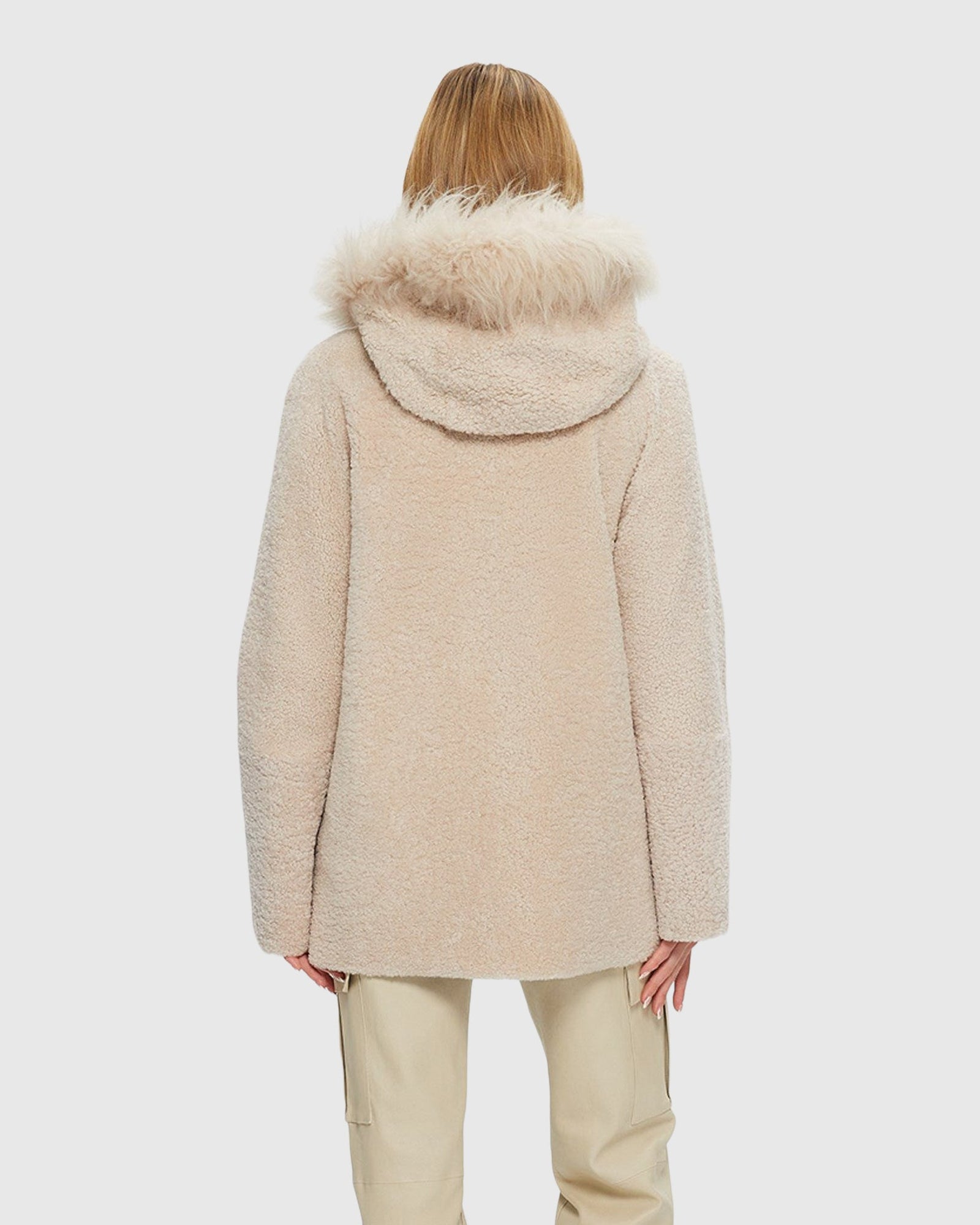 Reversible Shearling Lamb Parka With Select Cashmere Goat Hood Trim | Cream/Cream