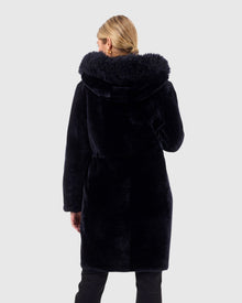 Reversible Shearling Lamb Parka With Select Cashmere Goat Trim | Navy/Black