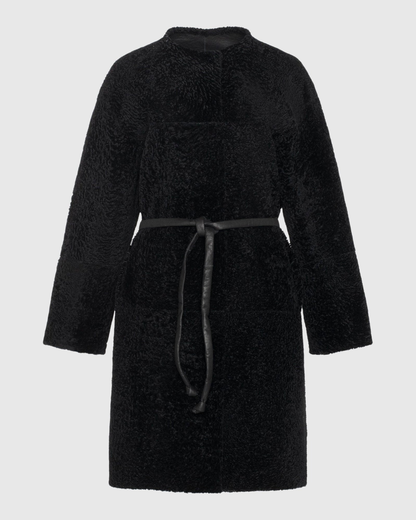 Reversible Shearling Lamb Short Coat | Black